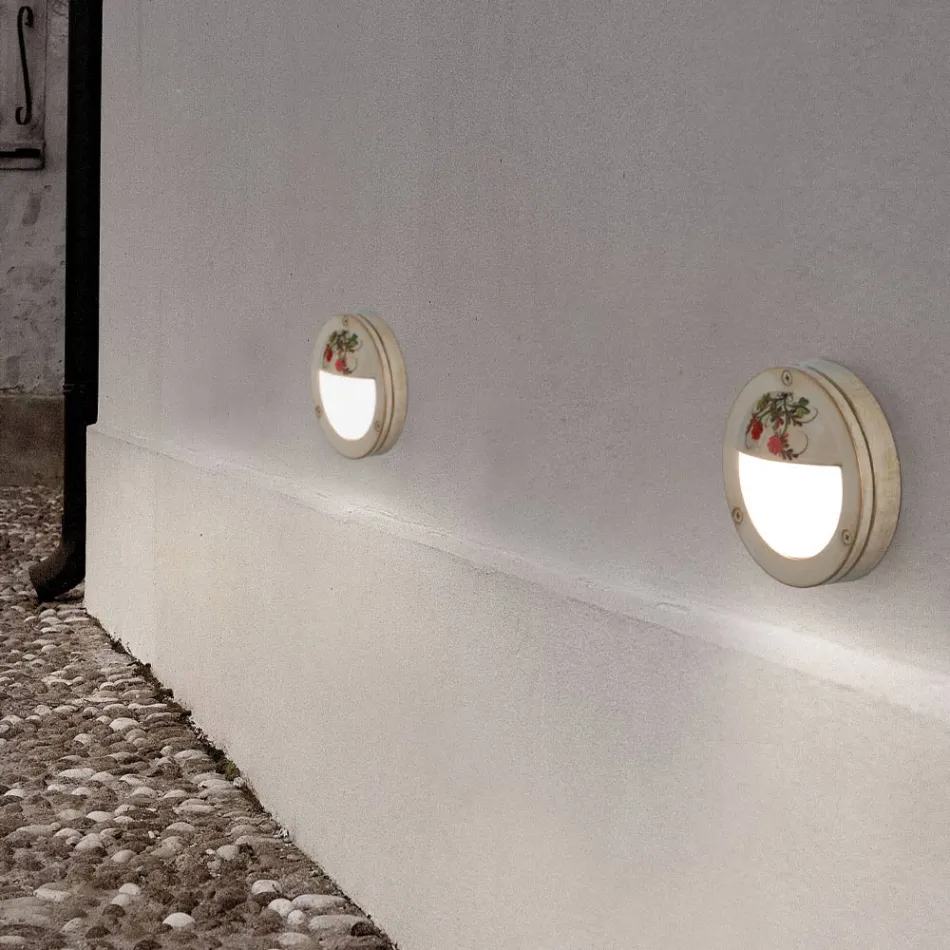 Outdoor Round Wall Light in Hand Painted Aluminium - Brindisi Viadurini