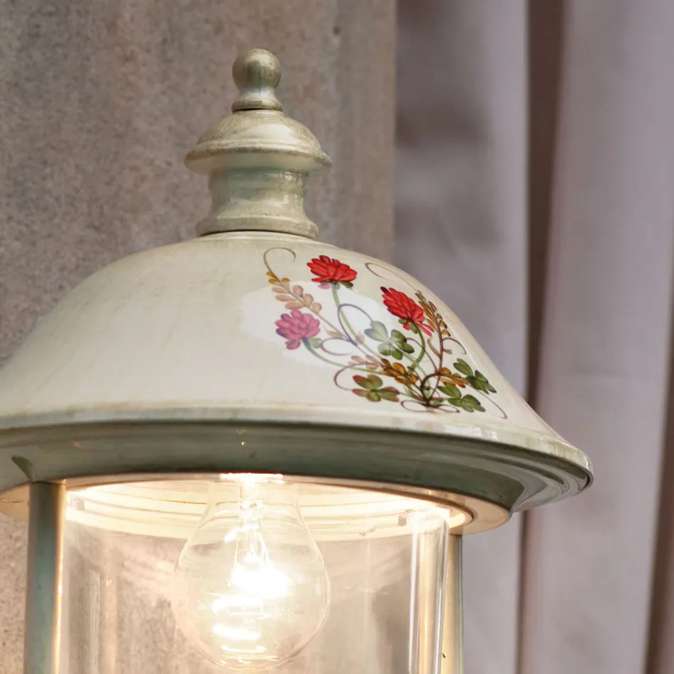 Aluminium Garden Wall Light with Hand Painted Flowers - Bari Viadurini