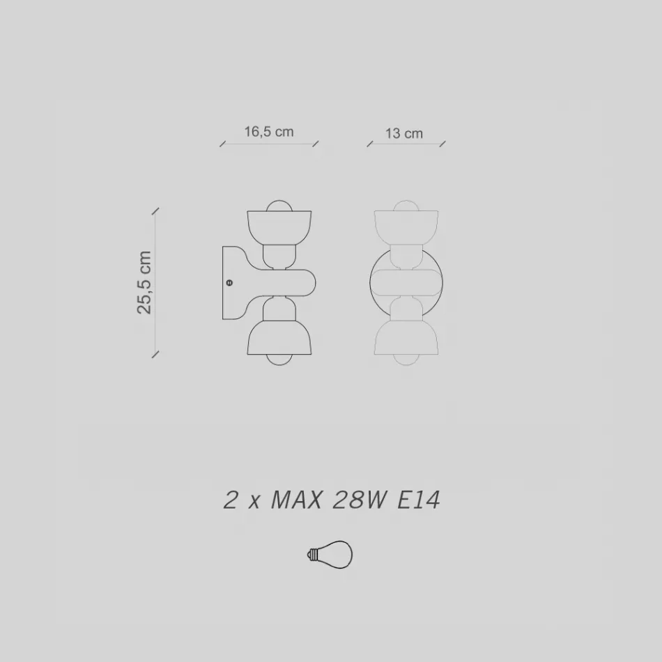 Ceramic Wall Sconce with 2 Lights Made in Italy - Berimbau Viadurini