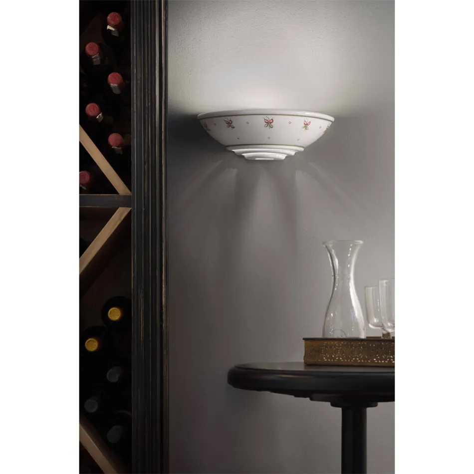 Half Moon Wall Sconce in Ceramic Hand Painted Floral - Trieste Viadurini