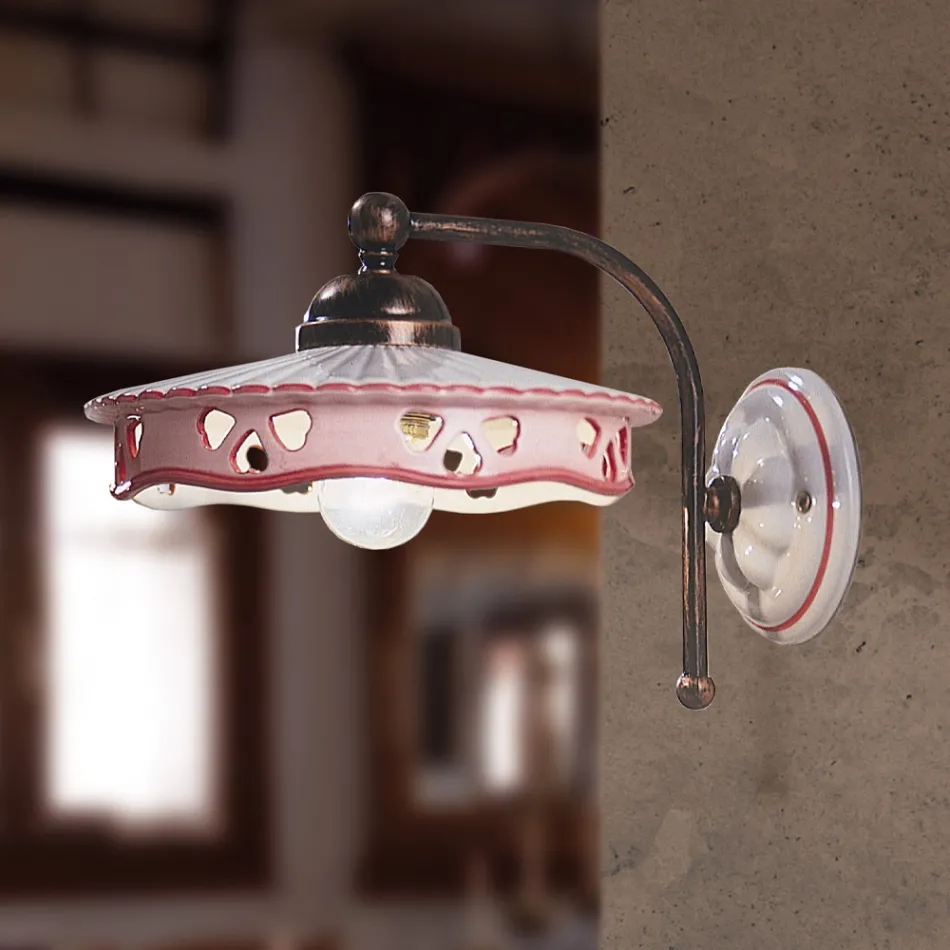 Vintage Iron Ceramic Wall Light Handmade Perforated - Alessandria Viadurini
