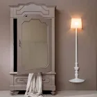 High Wall Applique in White Ceramic and Lampshade in Linen Design - Cadabra Viadurini