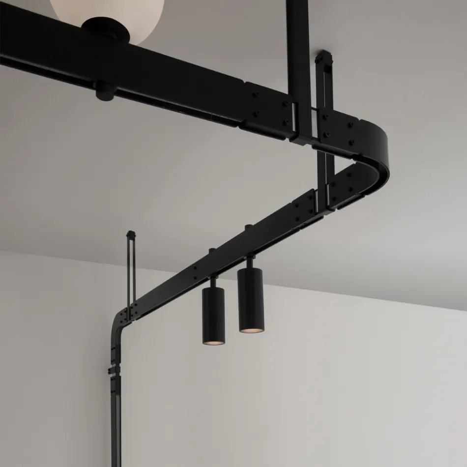 Design Wall Lamp in Black Aluminium with Spheres and Spotlights - Exodus Viadurini