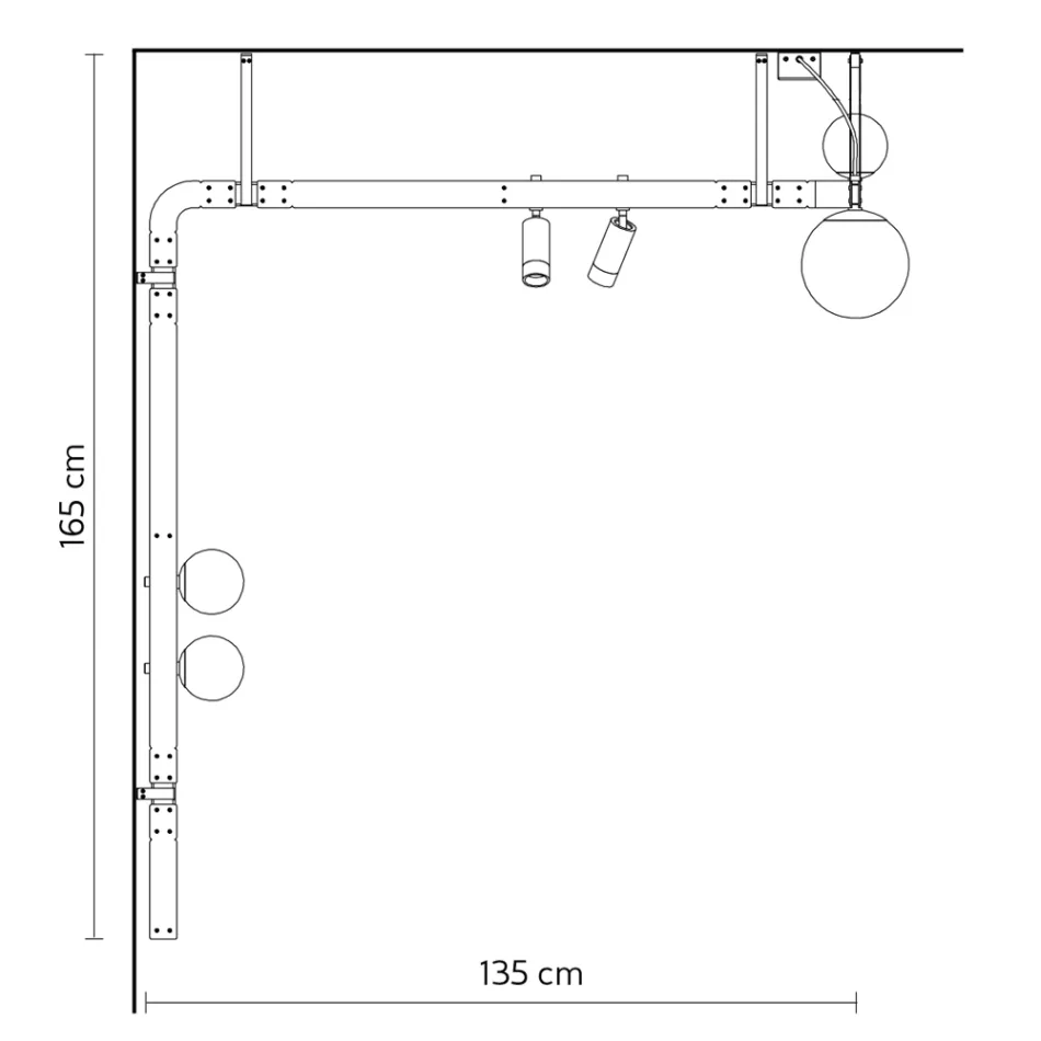 Design Wall Lamp in Black Aluminium with Spheres and Spotlights - Exodus Viadurini