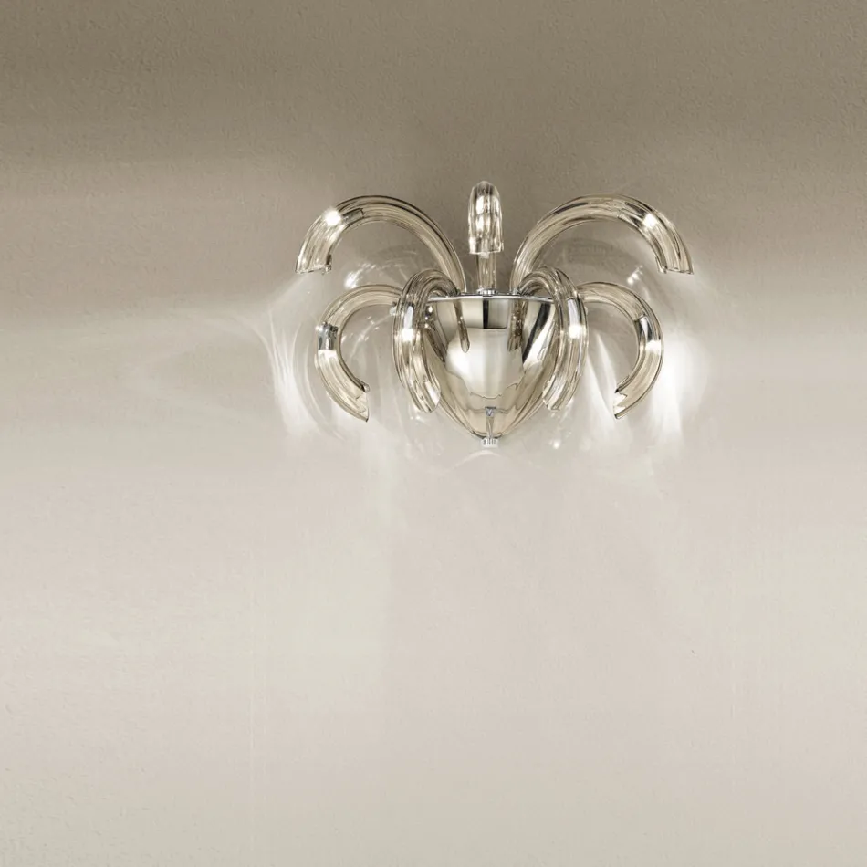 Artisan Wall Lamp in Venetian Glass and Metal Made in Italy - Jason Viadurini