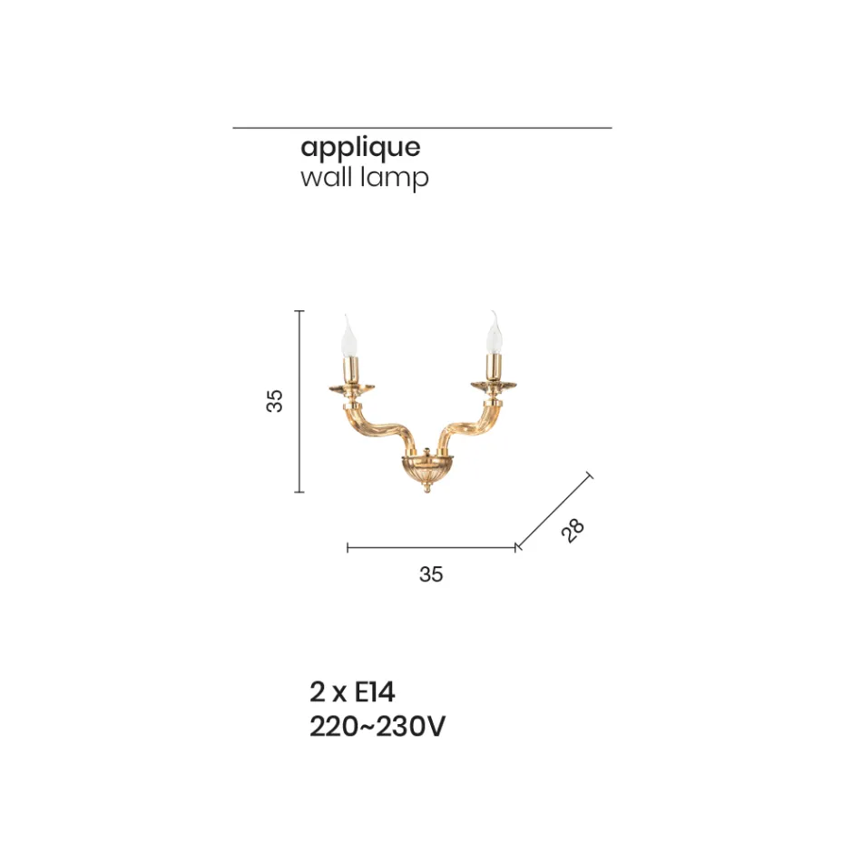 Classic Wall Lamp 2 Lights in Handmade Rigaton Glass and Metal - Fievole Viadurini