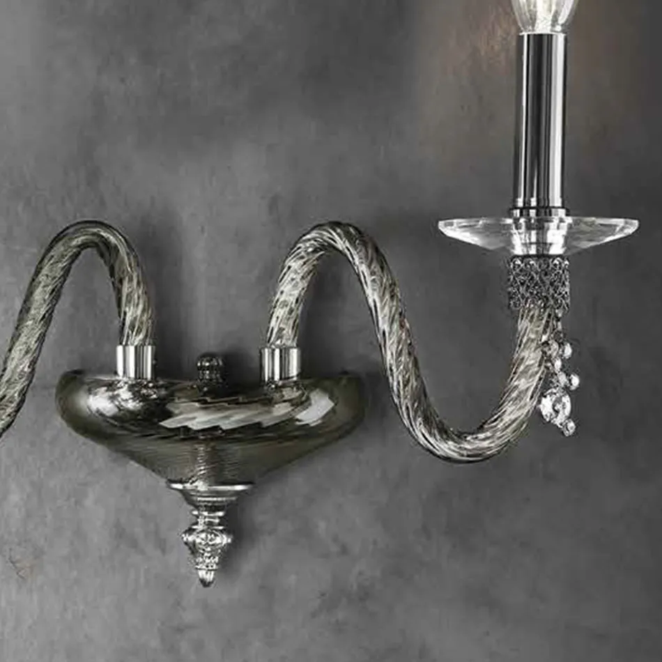 Classic Wall Lamp 2 Lights in Blown Glass and Handmade Details - Phaedra Viadurini