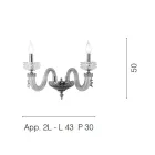 Classic Wall Lamp 2 Lights Handcrafted Luxury Glass Made in Italy - Saline Viadurini