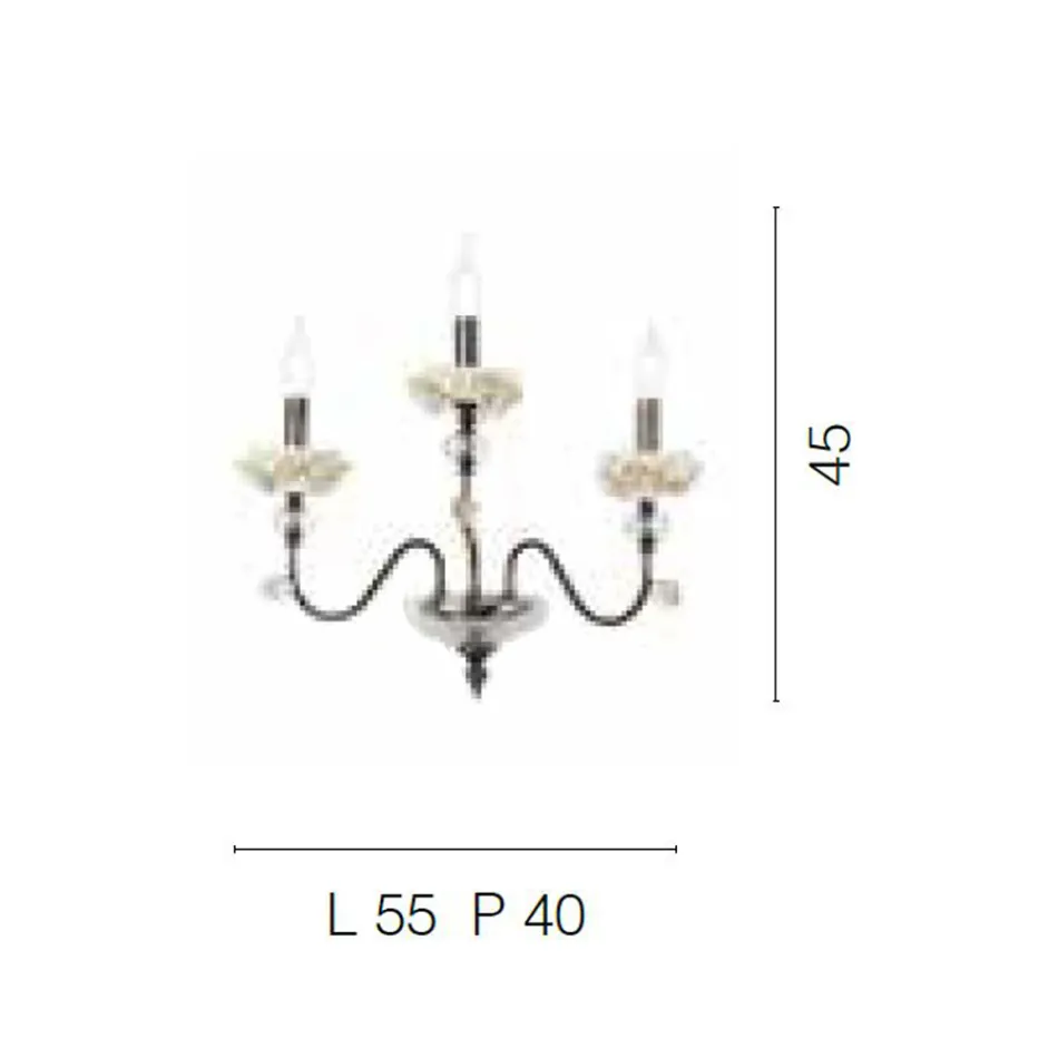 Classic Wall Lamp 3 Lights in Porcelain and Luxury Blown Glass - Eteria Viadurini