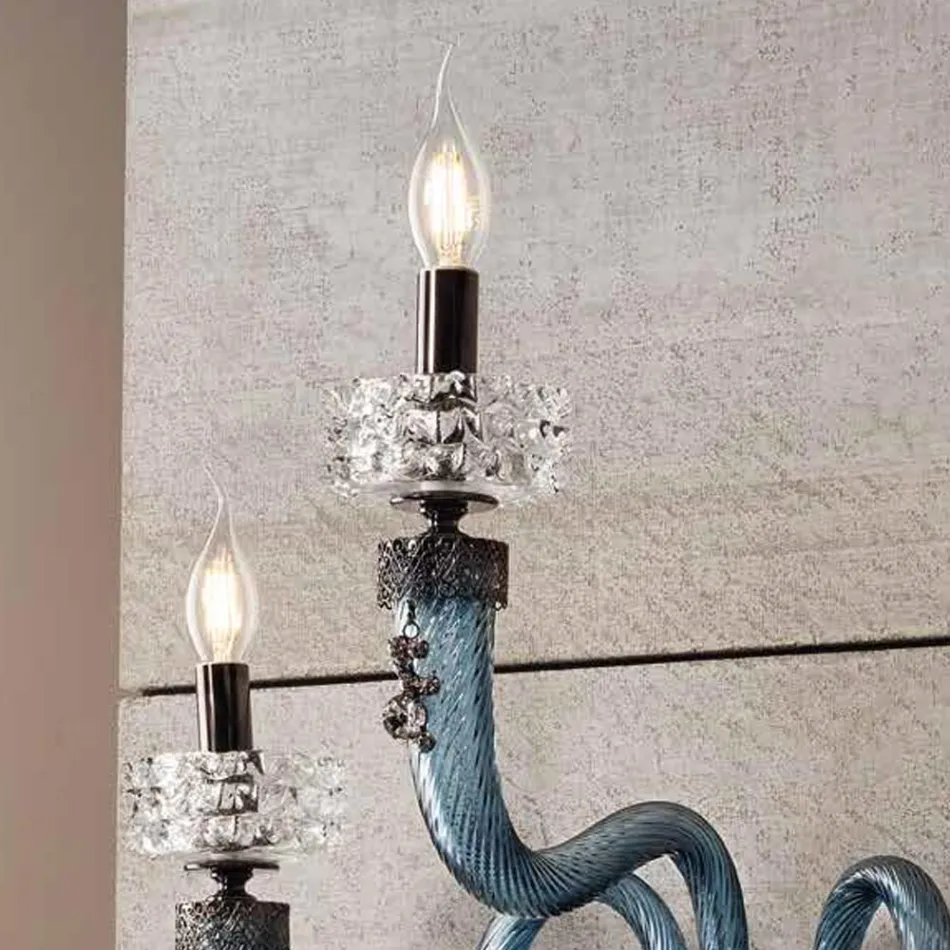 Classic Wall Lamp 3 Lights Handcrafted Luxury Glass Made in Italy - Saline Viadurini