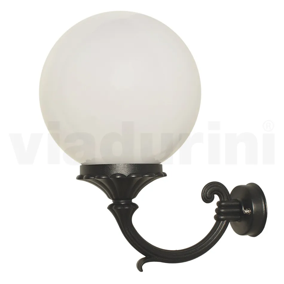Outdoor Wall Lamp in Aluminium with Opal Acrylic Sphere - Trovaanthracite Viadurini