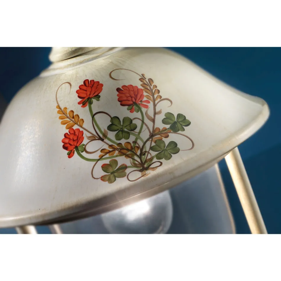 Outdoor Wall Lamp in Hand Painted Aluminium and Flowers Decor - Bari Viadurini