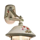 Outdoor Wall Lamp in Hand Painted Aluminium and Flowers Decor - Bari Viadurini