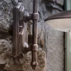 Outdoor Wall Lamp in Black Aluminium and Hand Painted Flowers - Latina Viadurini