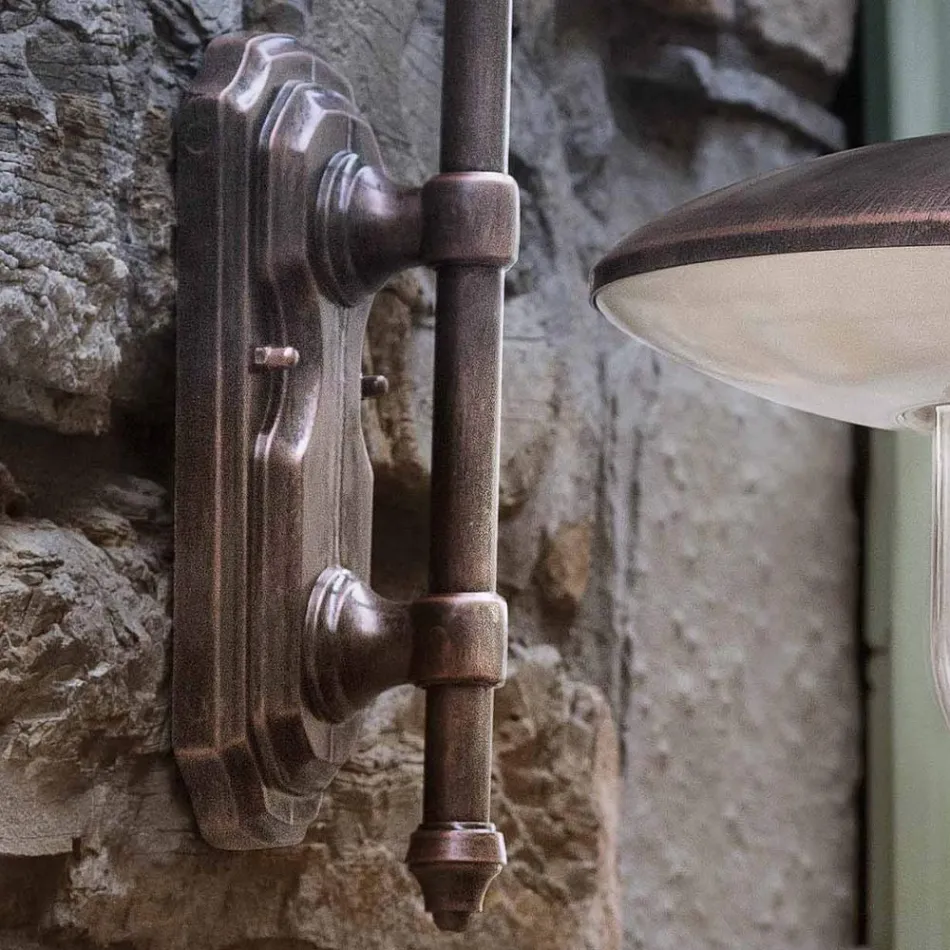 Outdoor Wall Lamp in Black Aluminium and Hand Painted Flowers - Latina Viadurini