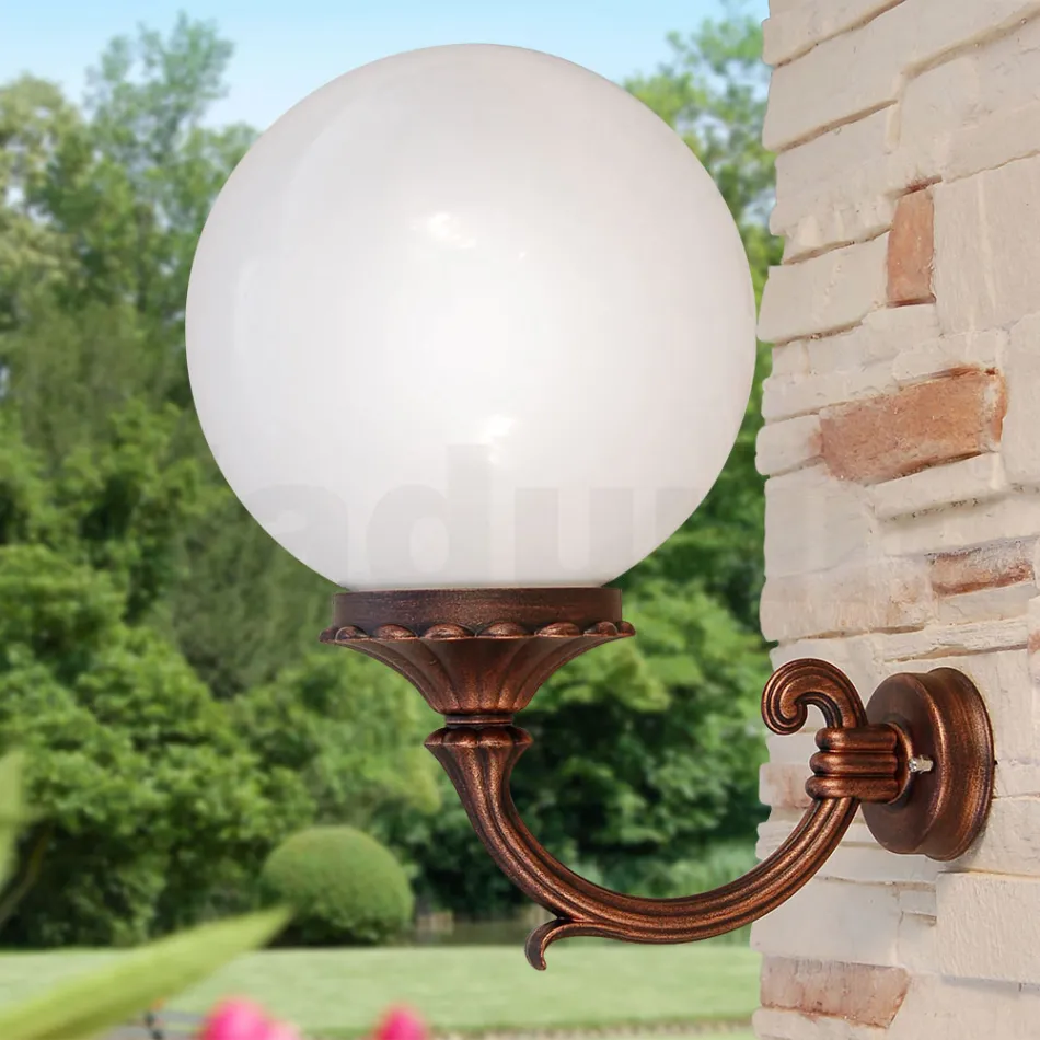 Outdoor Wall Lamp in Die-Cast Aluminium and Acrylic Sphere - Trovanero Viadurini