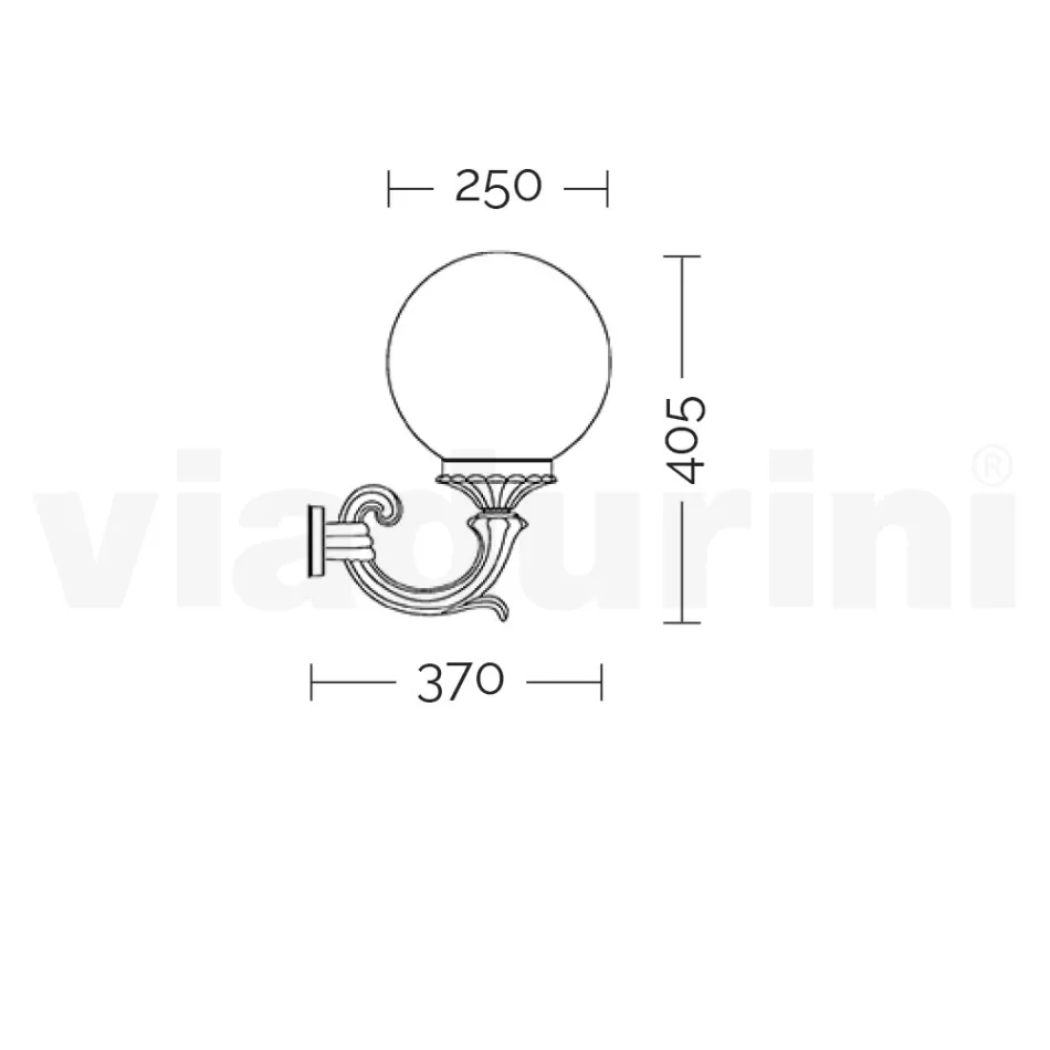 Outdoor Wall Lamp in Die-Cast Aluminium and Acrylic Sphere - Trovanero Viadurini