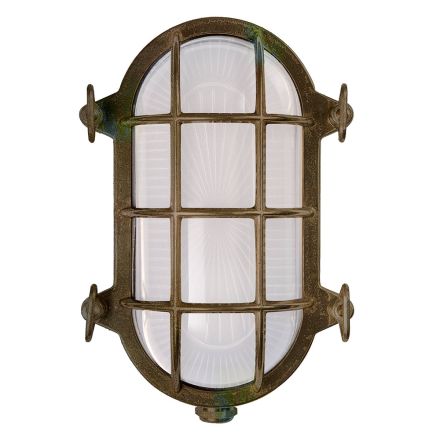 Vintage Brass Outdoor Wall Light with Opal/Clear Glass - Siren Viadurini