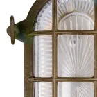 Vintage Brass Outdoor Wall Light with Opal/Clear Glass - Siren Viadurini