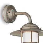 Vintage Brass Outdoor Wall Light, Opal Glass - Elfico Viadurini