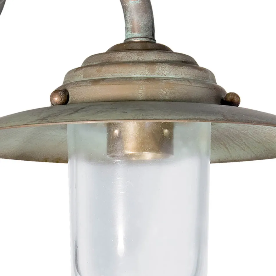 Vintage Brass Outdoor Wall Light, Clear Glass - Elfico Viadurini