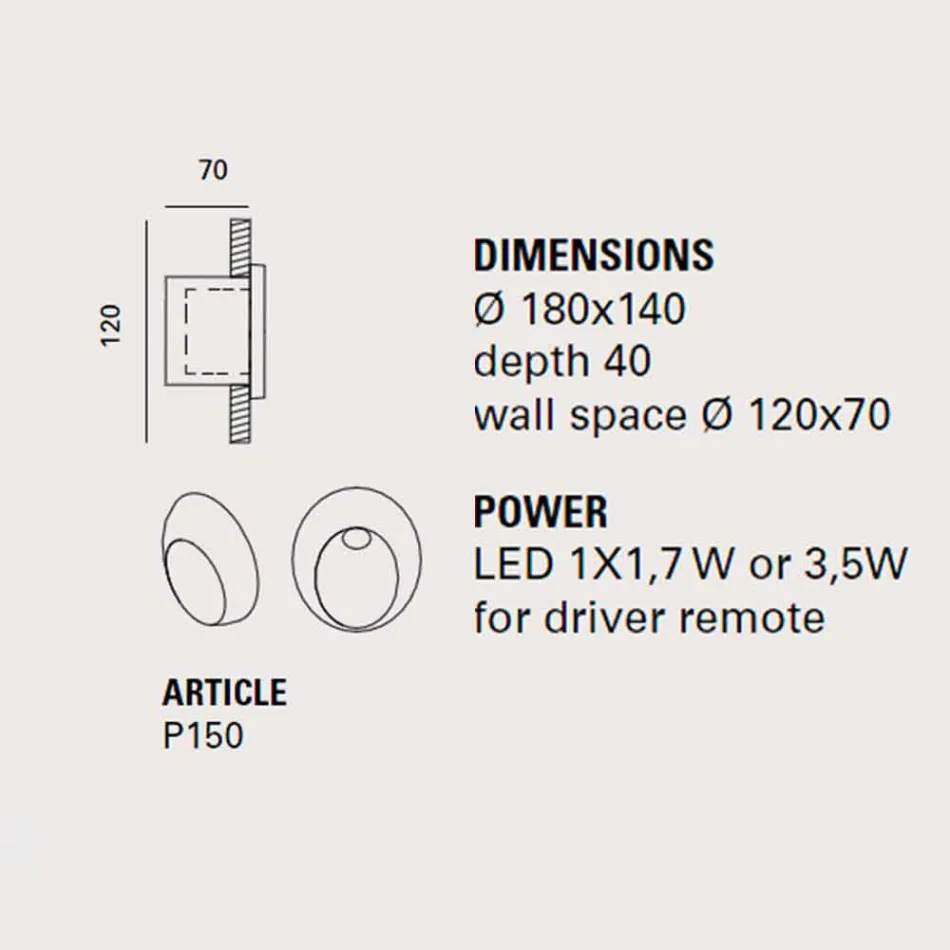 Oval outdoor wall lamp, in colored terracotta Oval - Toscot Viadurini