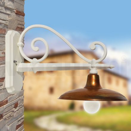 Vintage Outdoor Wall Lamp in Aluminium and Brass Made in Italy - Adela Viadurini