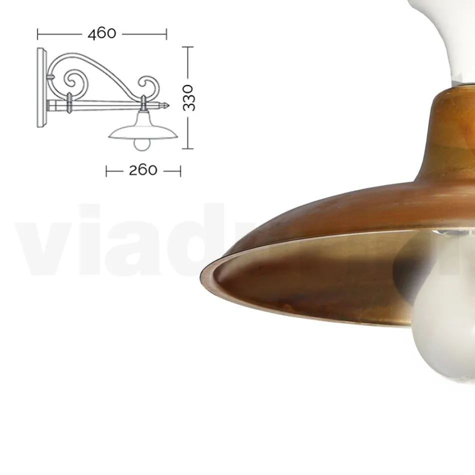 Vintage Outdoor Wall Lamp in Aluminium and Brass Made in Italy - Adela Viadurini