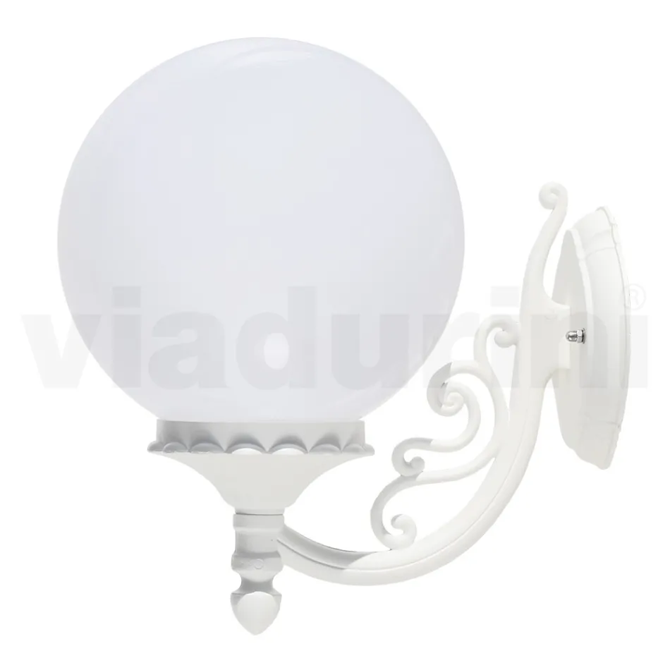Garden Applique in White Aluminium with Opal Sphere - Trovabianco Viadurini