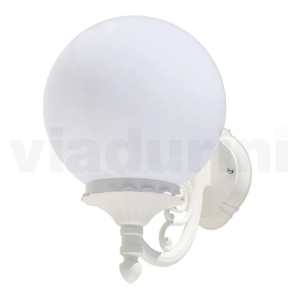 Garden Applique in White Aluminium with Opal Sphere - Trovabianco Viadurini