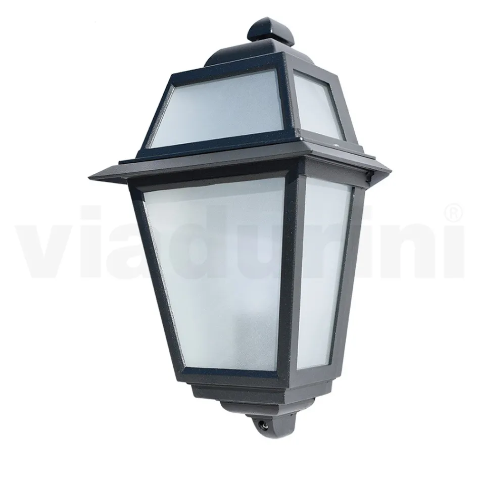 Outdoor Wall Light in Anthracite Aluminium and Glass Made in Italy - Elric Viadurini