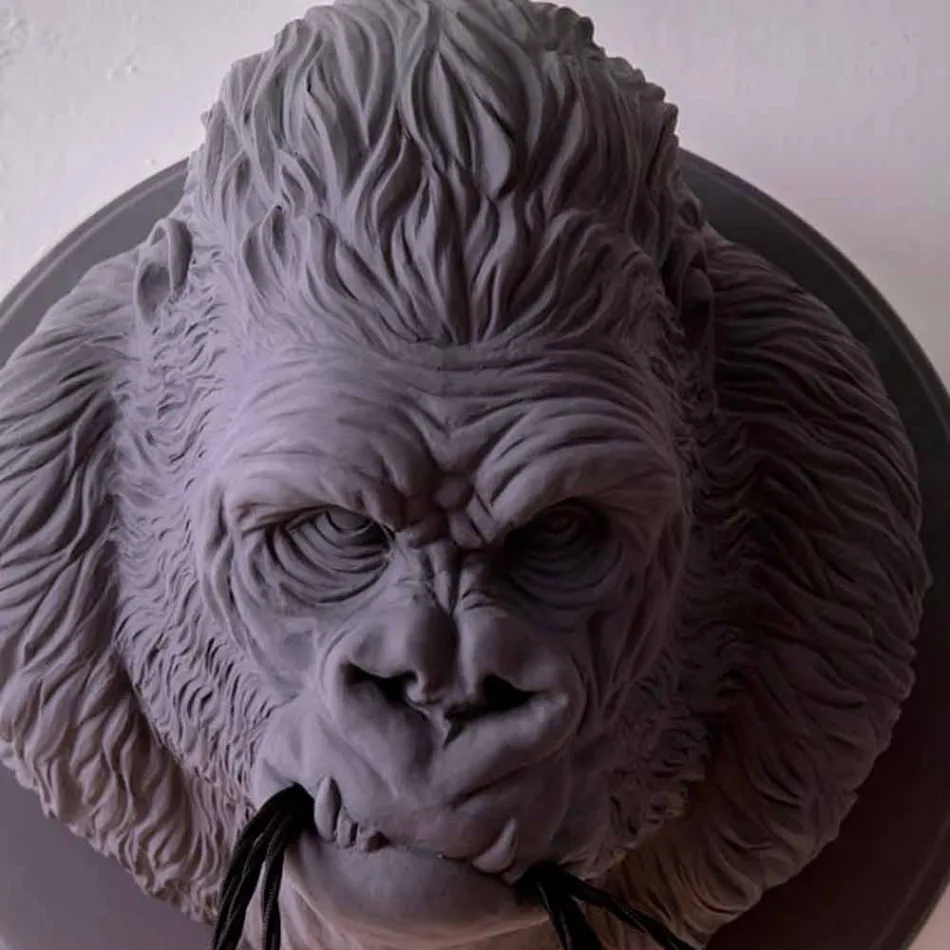 3 Lights Wall Lamp in Gorilla Ceramic Grey or White Design - Rillago Viadurini