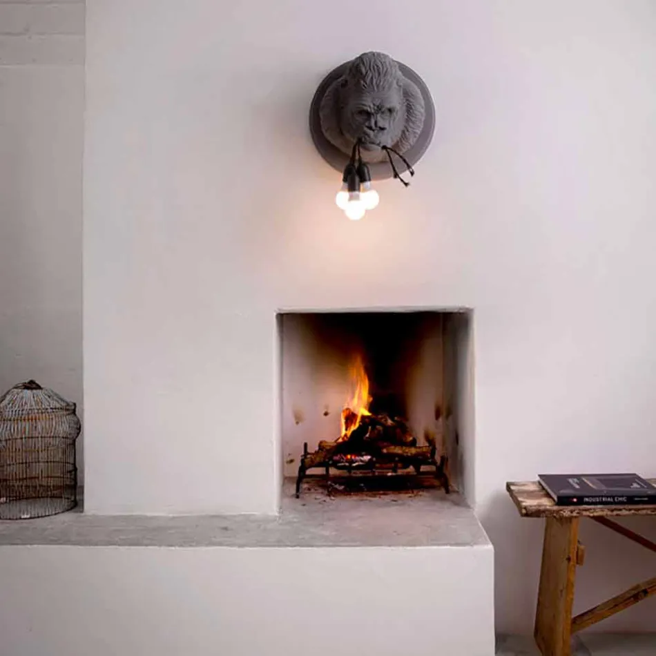 3 Lights Wall Lamp in Gorilla Ceramic Grey or White Design - Rillago Viadurini