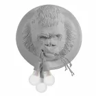 3 Lights Wall Lamp in Gorilla Ceramic Grey or White Design - Rillago Viadurini