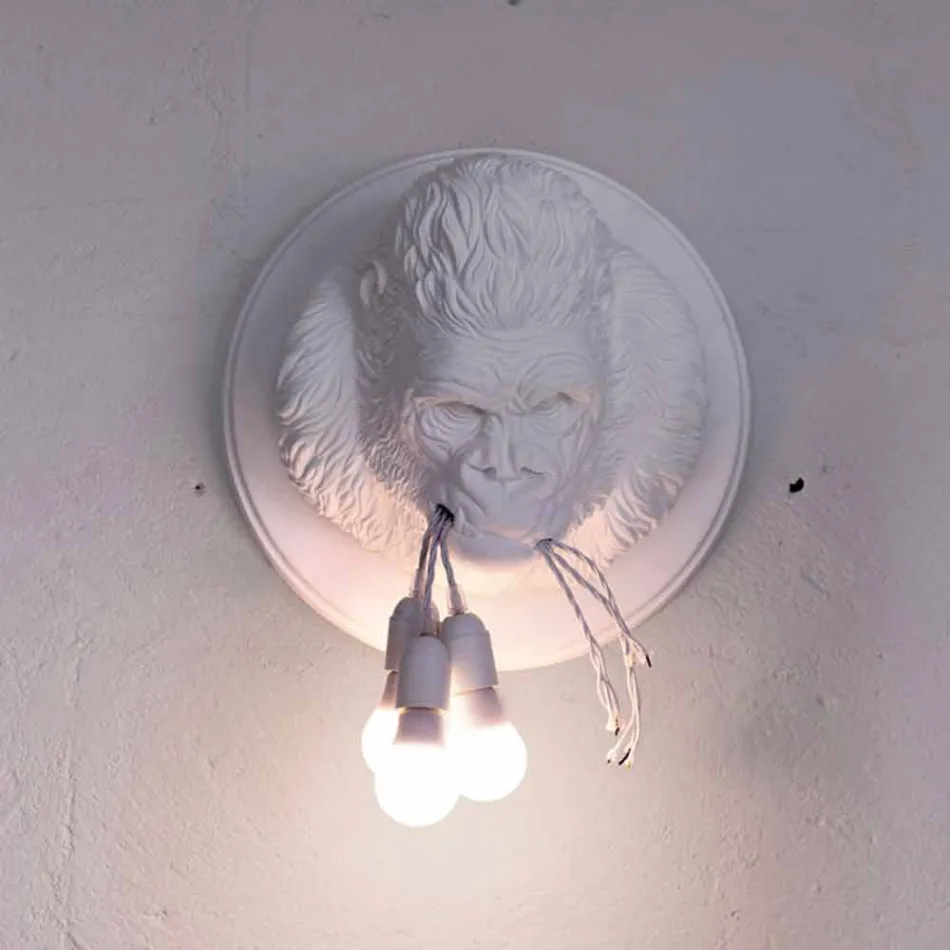 3 Lights Wall Lamp in Gorilla Ceramic Grey or White Design - Rillago Viadurini