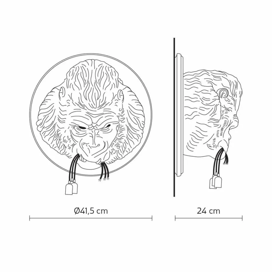 3 Lights Wall Lamp in Gorilla Ceramic Grey or White Design - Rillago Viadurini