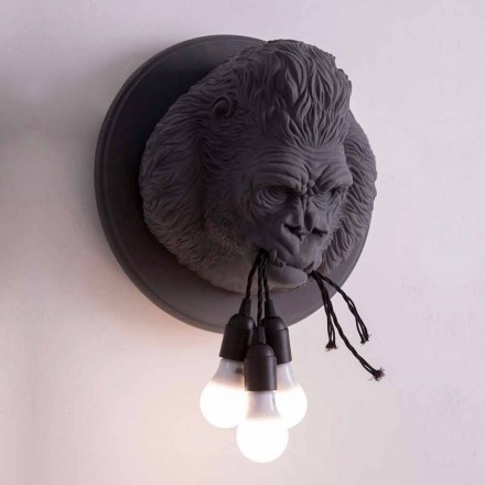 3 Lights Wall Lamp in Gorilla Ceramic Grey or White Design - Rillago Viadurini