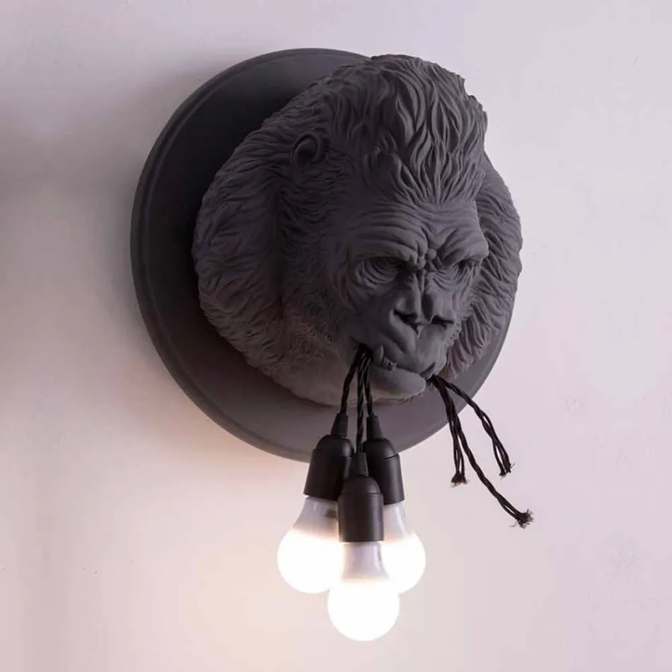3 Lights Wall Lamp in Gorilla Ceramic Grey or White Design - Rillago Viadurini