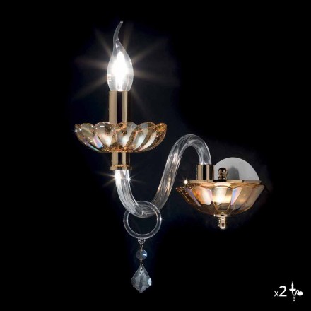 Classic glass wall light in crystal and glass Belle, 2 pieces Viadurini