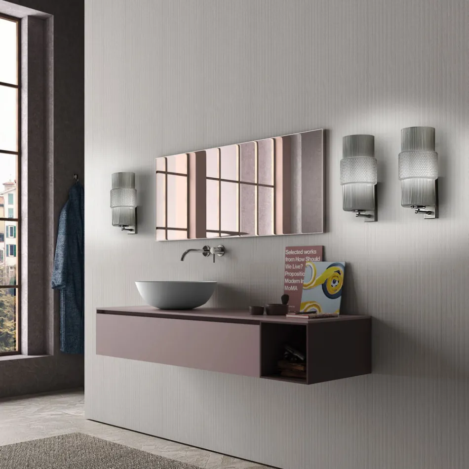 Wall Sconce in Hand Blown Glass in Venice and Metal - Satomi Viadurini