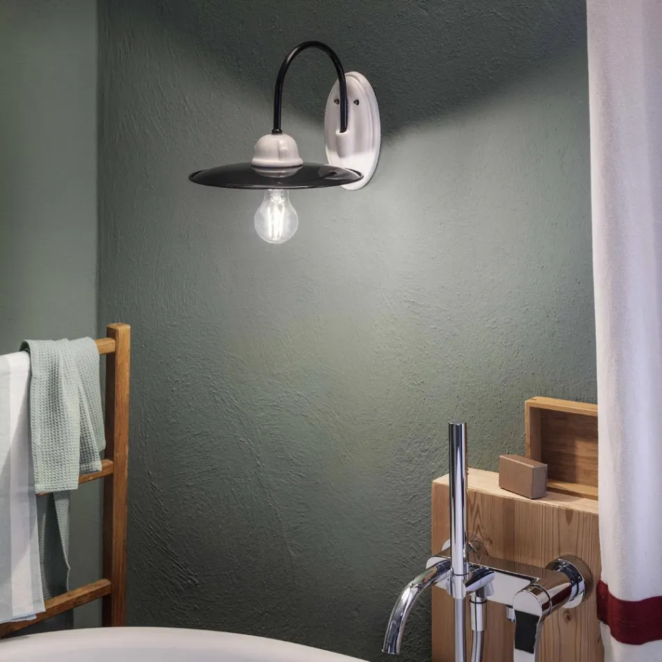 Rustic design ceramic wall sconce made in Italy by Ferroluce Viadurini