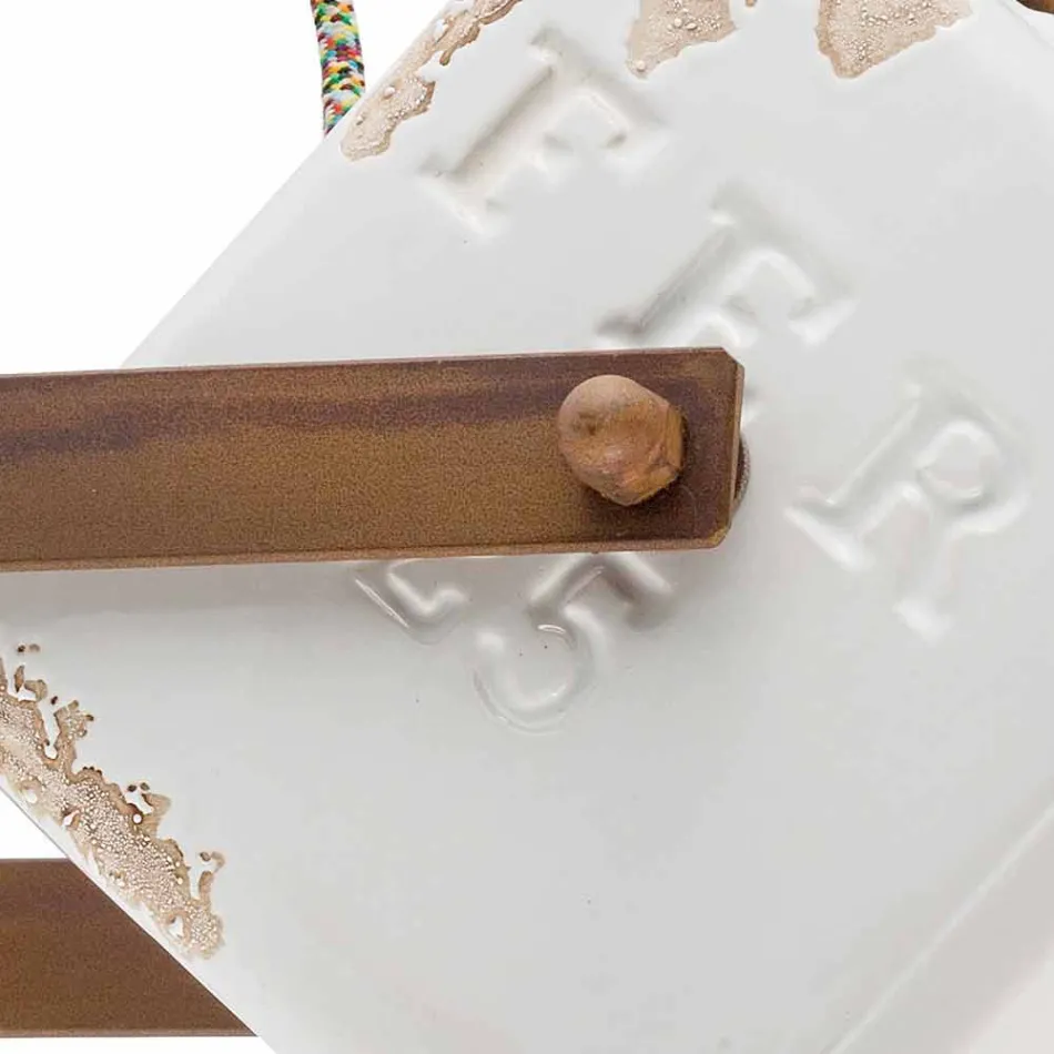 Wall vintage-style industrial ceramic and iron Julia Viadurini