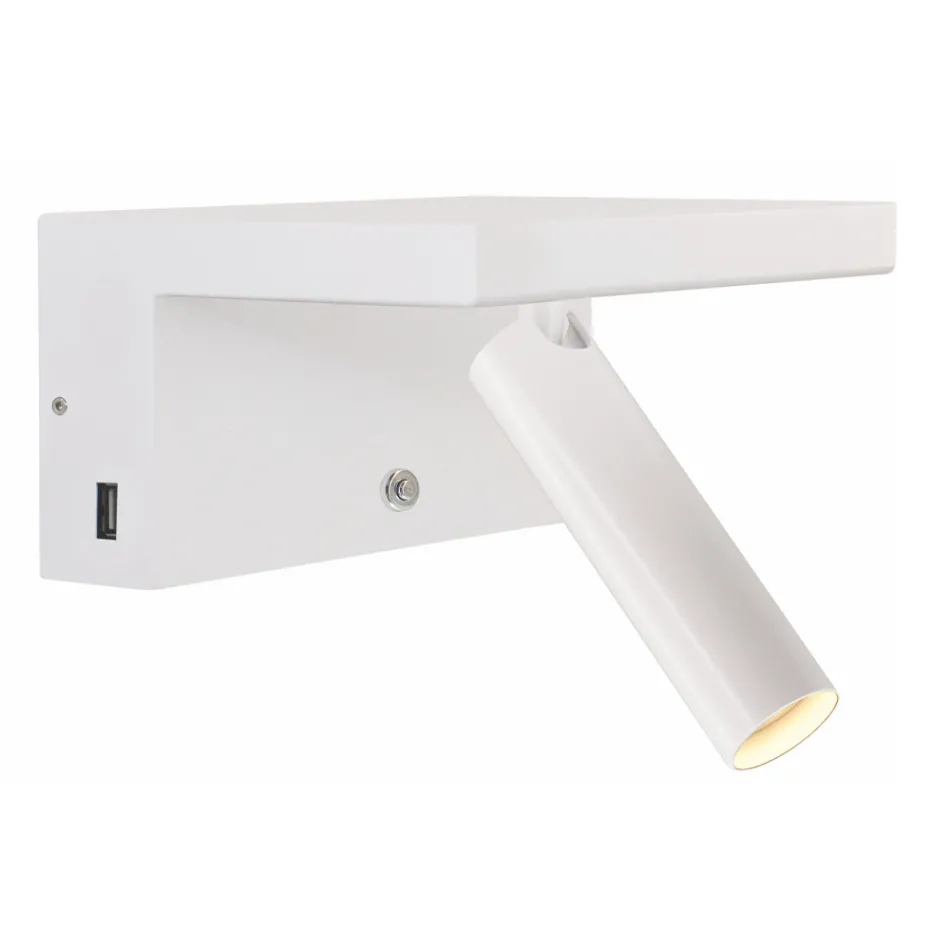 Adjustable Aluminium Decorative Led Wall Light with USB Ports - Alena Viadurini