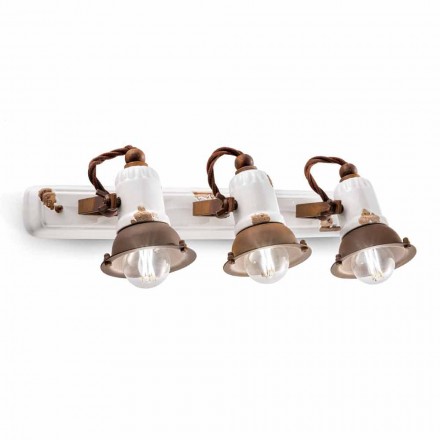 Applique design and three spotlights ceramic and metal Lacey Viadurini