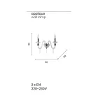 Classic Design Wall Lamp with 2 Lights in Chrome Hand-worked Glass - Similo Viadurini