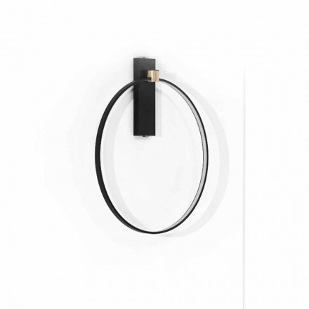 Design Wall Lamp in Black Aluminium and Natural Brass Made in Italy - Norma Viadurini