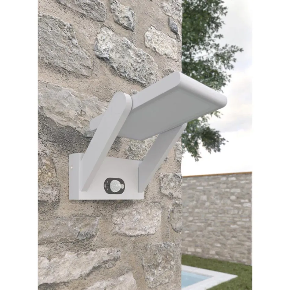 Wall Lamp Solar Led Spotlight in White or Black Aluminium with Sensor - Hugo Viadurini