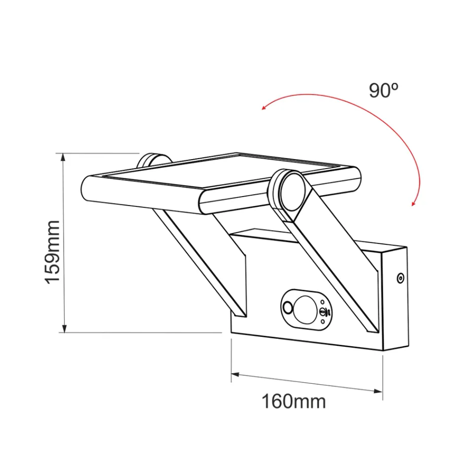 Wall Lamp Solar Led Spotlight in White or Black Aluminium with Sensor - Hugo Viadurini