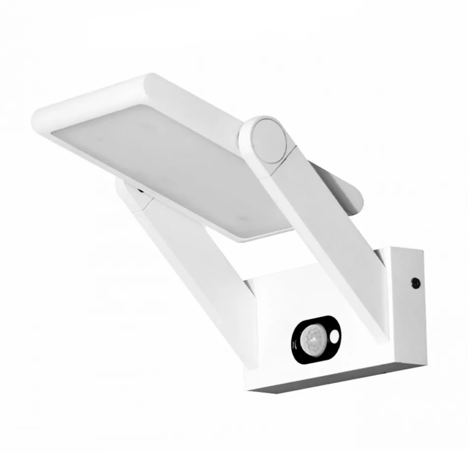 Wall Lamp Solar Led Spotlight in White or Black Aluminium with Sensor - Hugo Viadurini