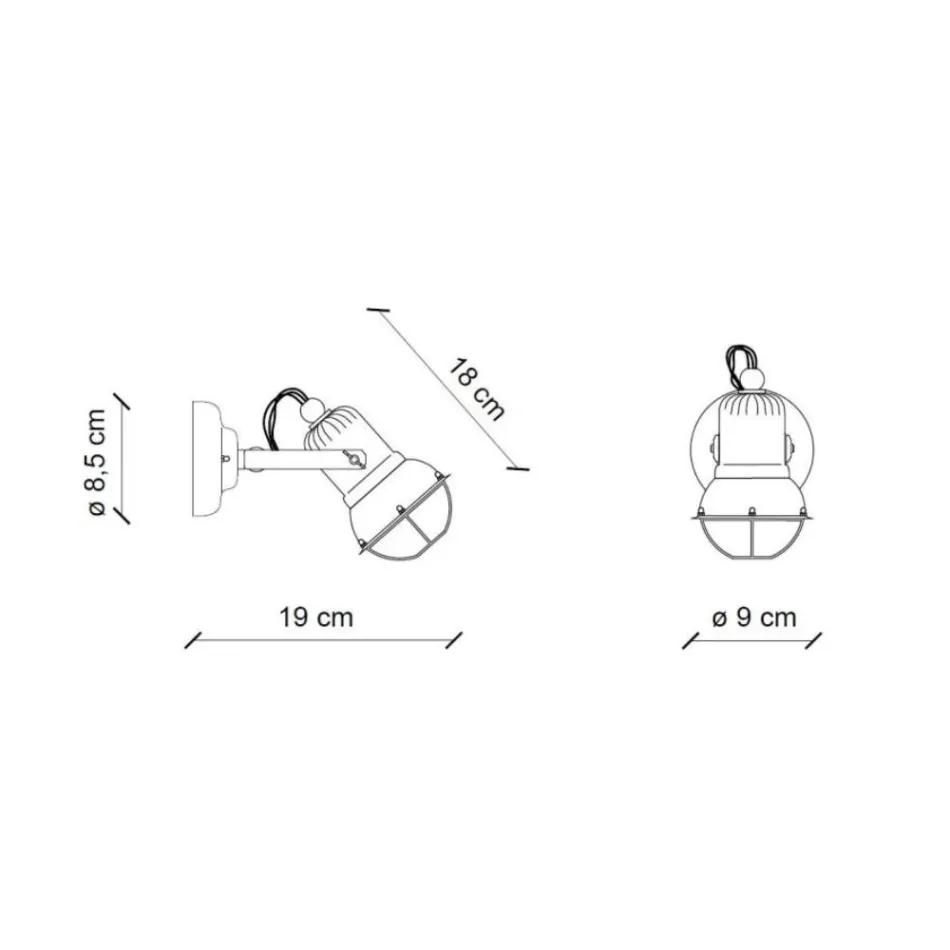 Applique Spotlight Industrial Style Handcrafted in Iron and Ceramic - Loft Viadurini